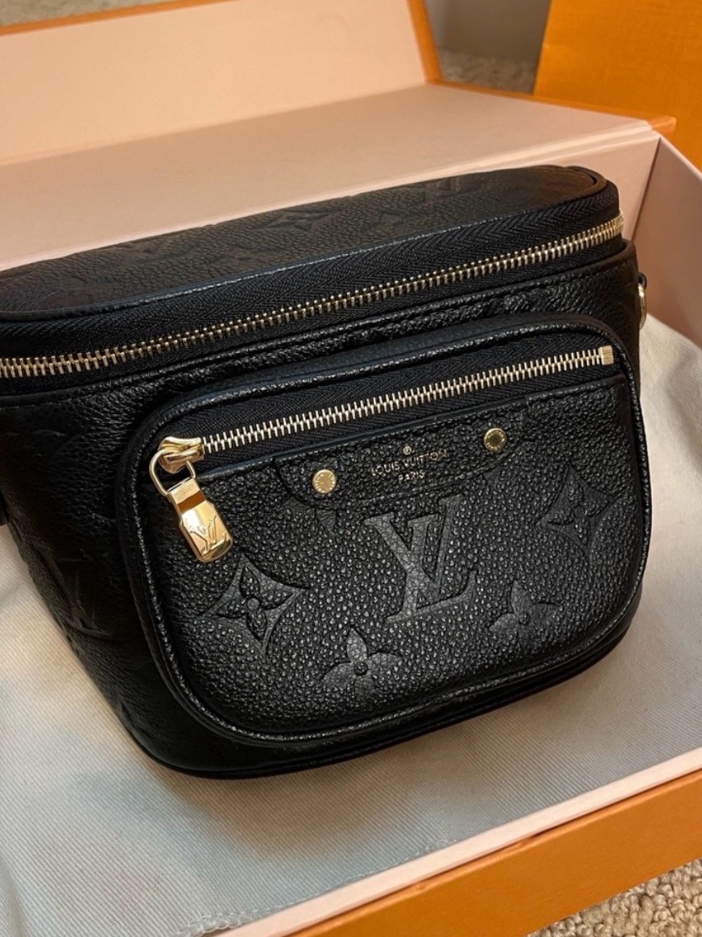 Louis Vuitton Black Monogram Embossed Pebbled Leather Mini Bum Bag - Picture 12 of 14